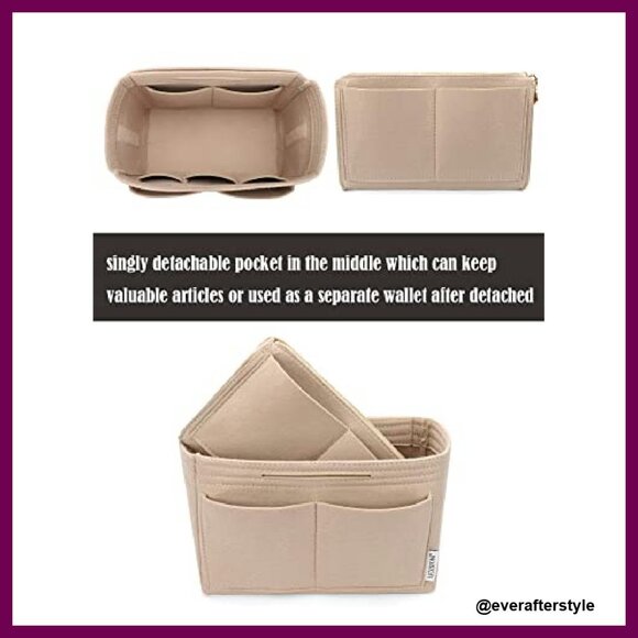 Felt Purse Organizer Insert Zipper Tote Shaper Speedy Neverfull Fit - Picture 3 of 8